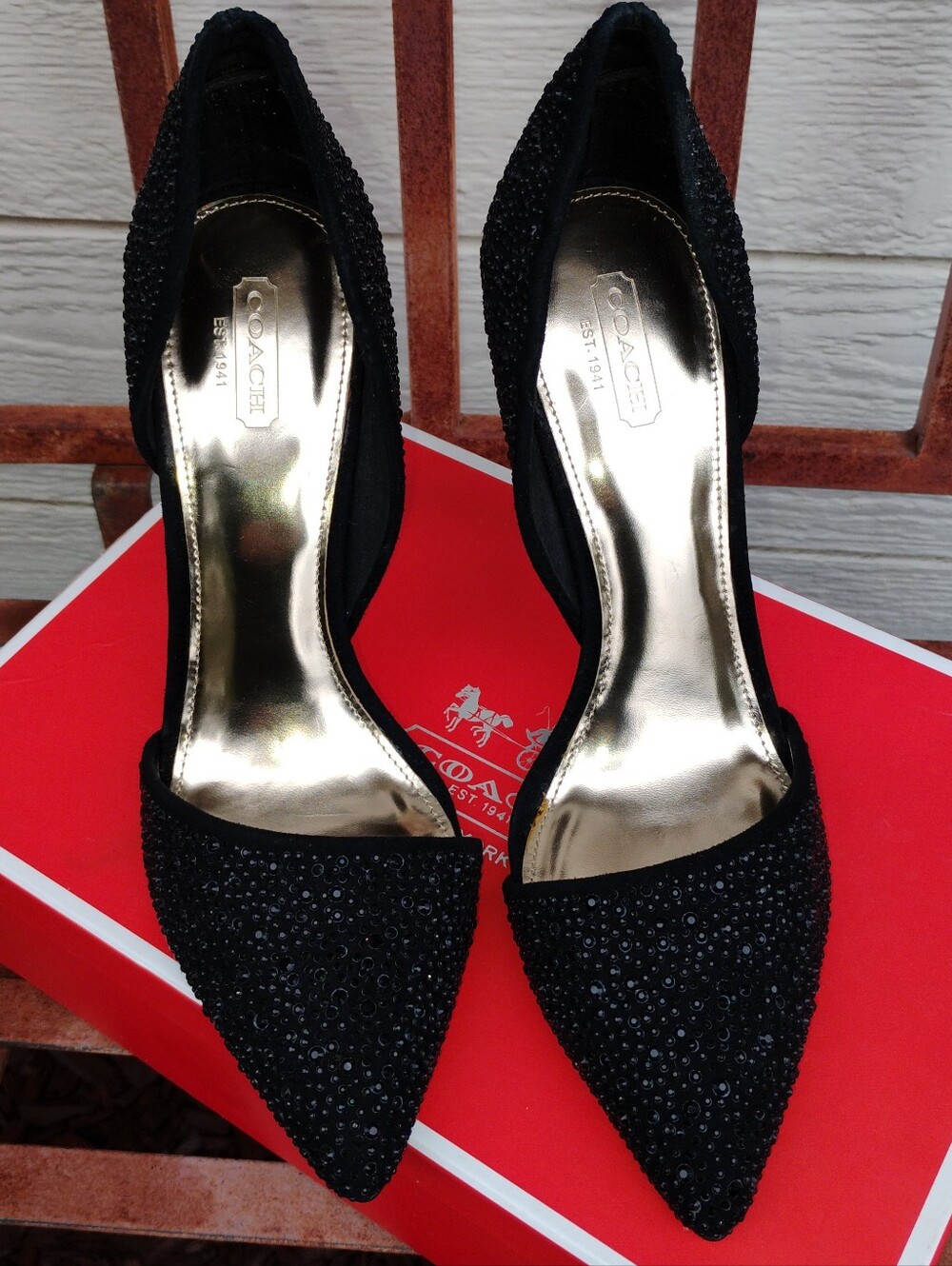 Coach Women's Black Sparkling Heels - Picture 1 of 5